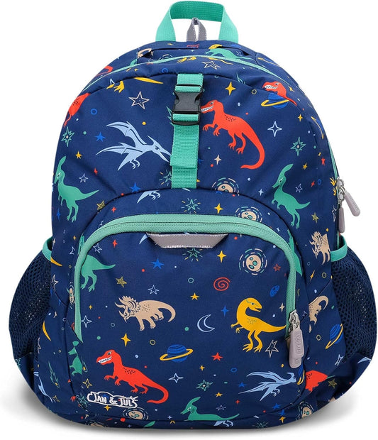 JAN & JUL Boys' Water Resistant Backpack for School, Lightweight Schoolbag for Kids (Space Dinos, One Size)