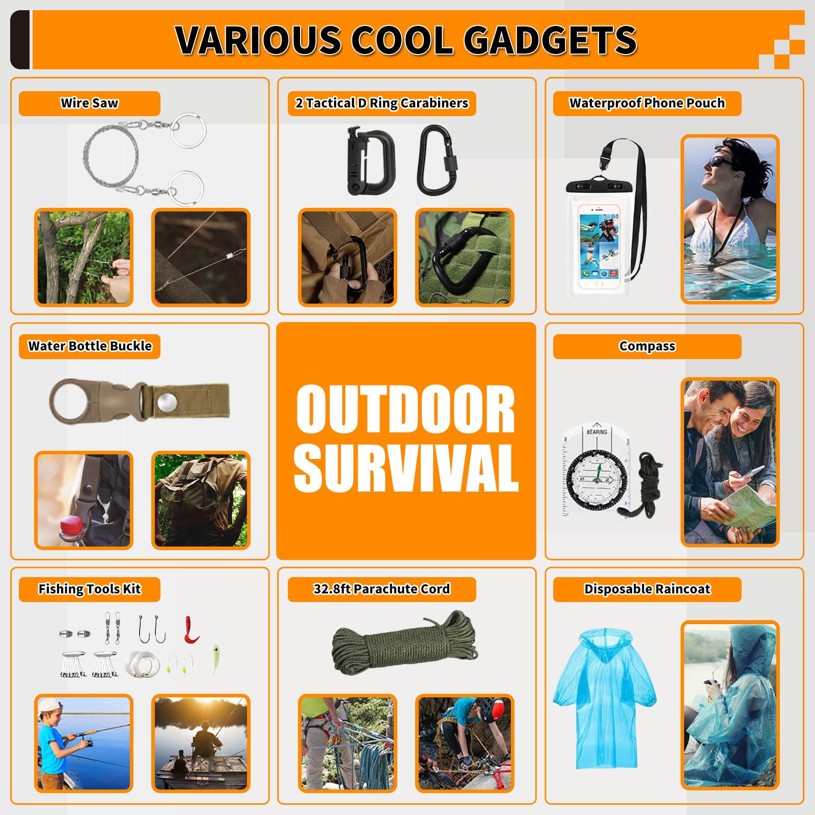 Survival Kit, Gifts for Men Women Teen Boys, 252 pcs Survival Gear and Equipment Mini First Aid Kit