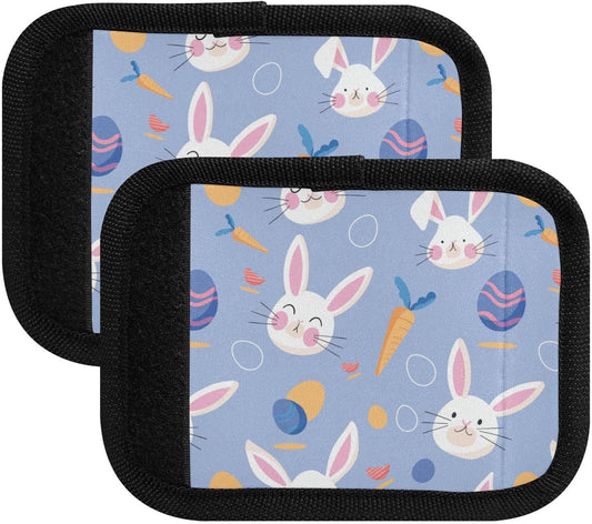 Blue Easter Eggs Rabbit Carrot 2 Pack Luggage Handle Wraps Covers for Suitcase Identifiers Bag Tags Travel Accessories