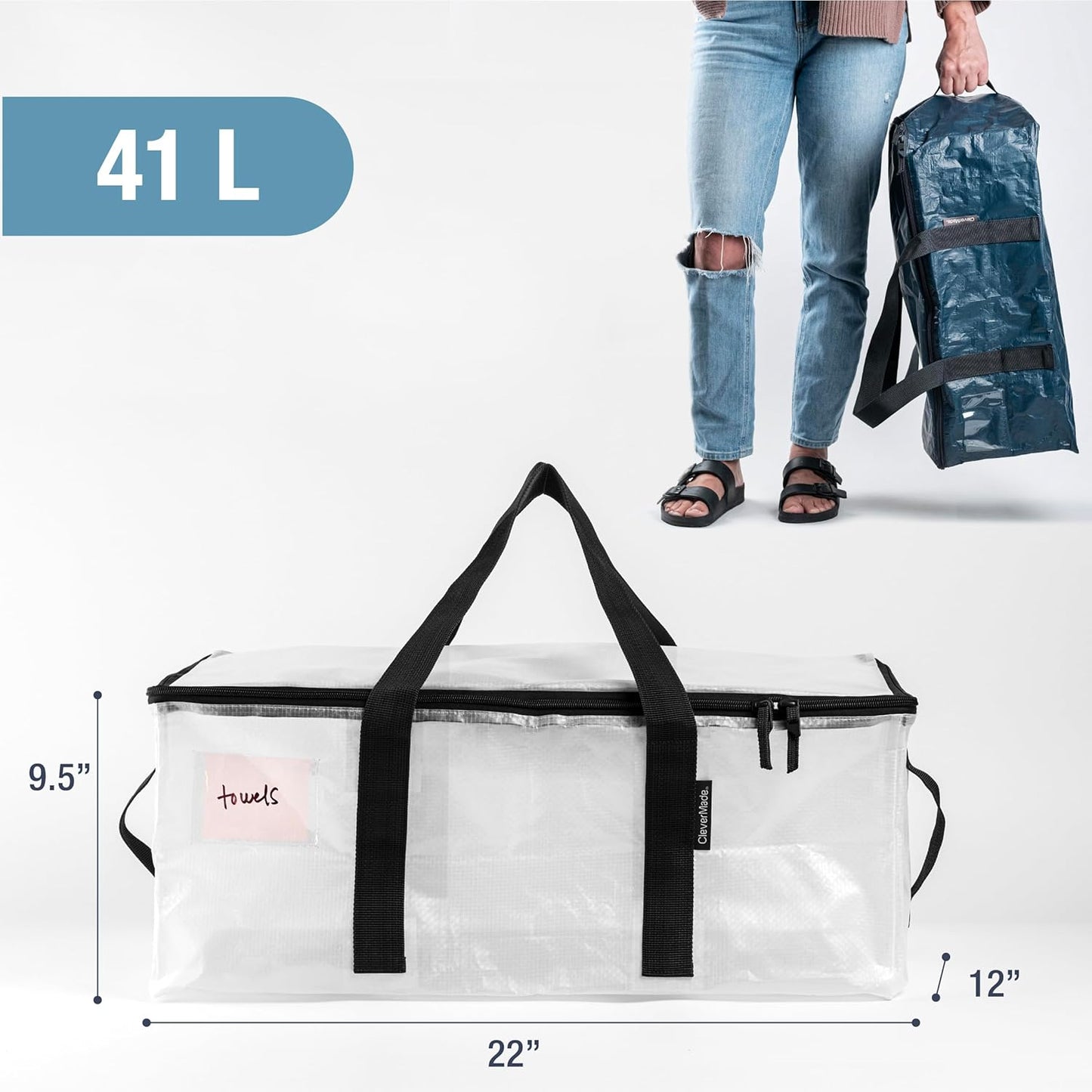 CleverMade Under Bed Storage Bag - Collapsible Storage for Shoes and Clothes Easy Use - Heavy Duty Utility Bag Home