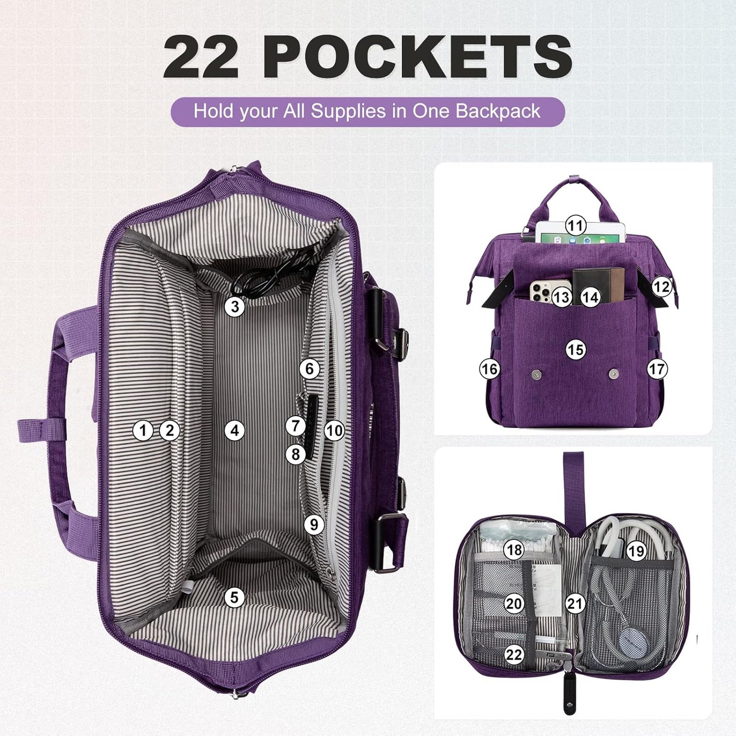 LOVEVOOK Laptop Backpack for Women Work Teacher Bag Travel Backpack, Stylish College Backpack Purse, Business Computer Laptop Bag Nurse Bags, Casual Daypack, 18 Inch