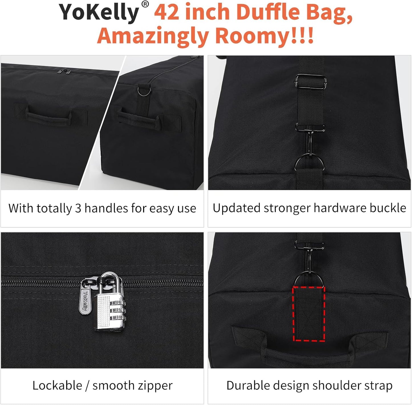 150L Extra Large Duffle Bag - 42 inch Heavy Duty Luggage Bag for Travel/Camping - Black