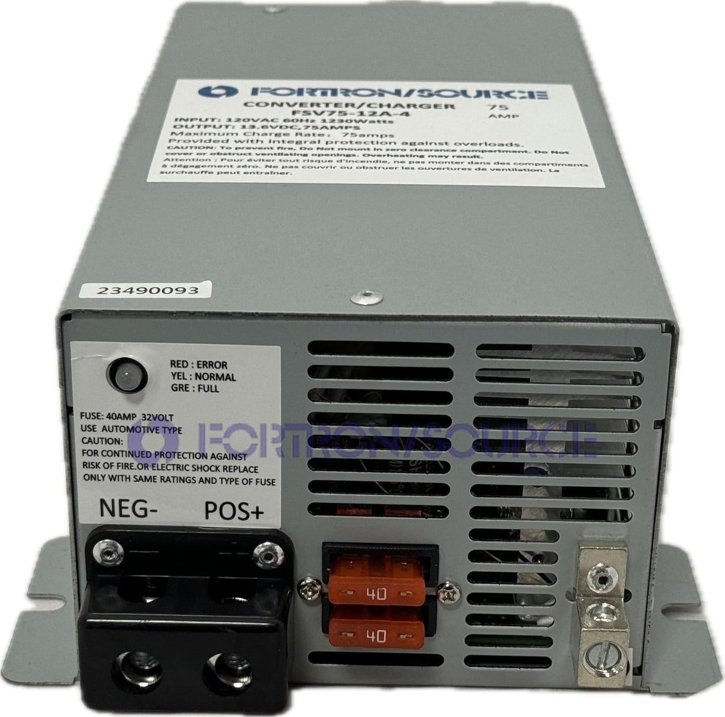 RV Power Converter | 75 Amp | 4-Stage Battery Charger | Fortron/Source SRV Series Power Supply | AC-DC Converts 120VAC to 13.75VDC | FSV75-12A-4