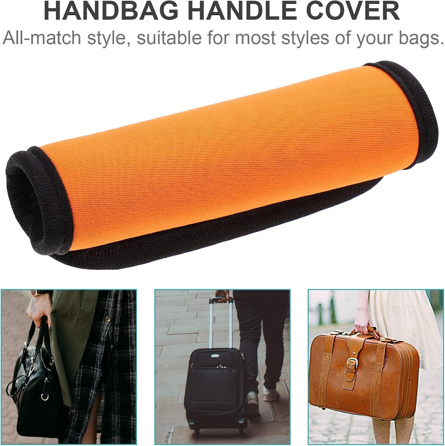 generic Neoprene Handle Wrap, Travel Bag Covers, Luggage Grip Identifiers Suitcase Wraps (Orange), Black,Orange