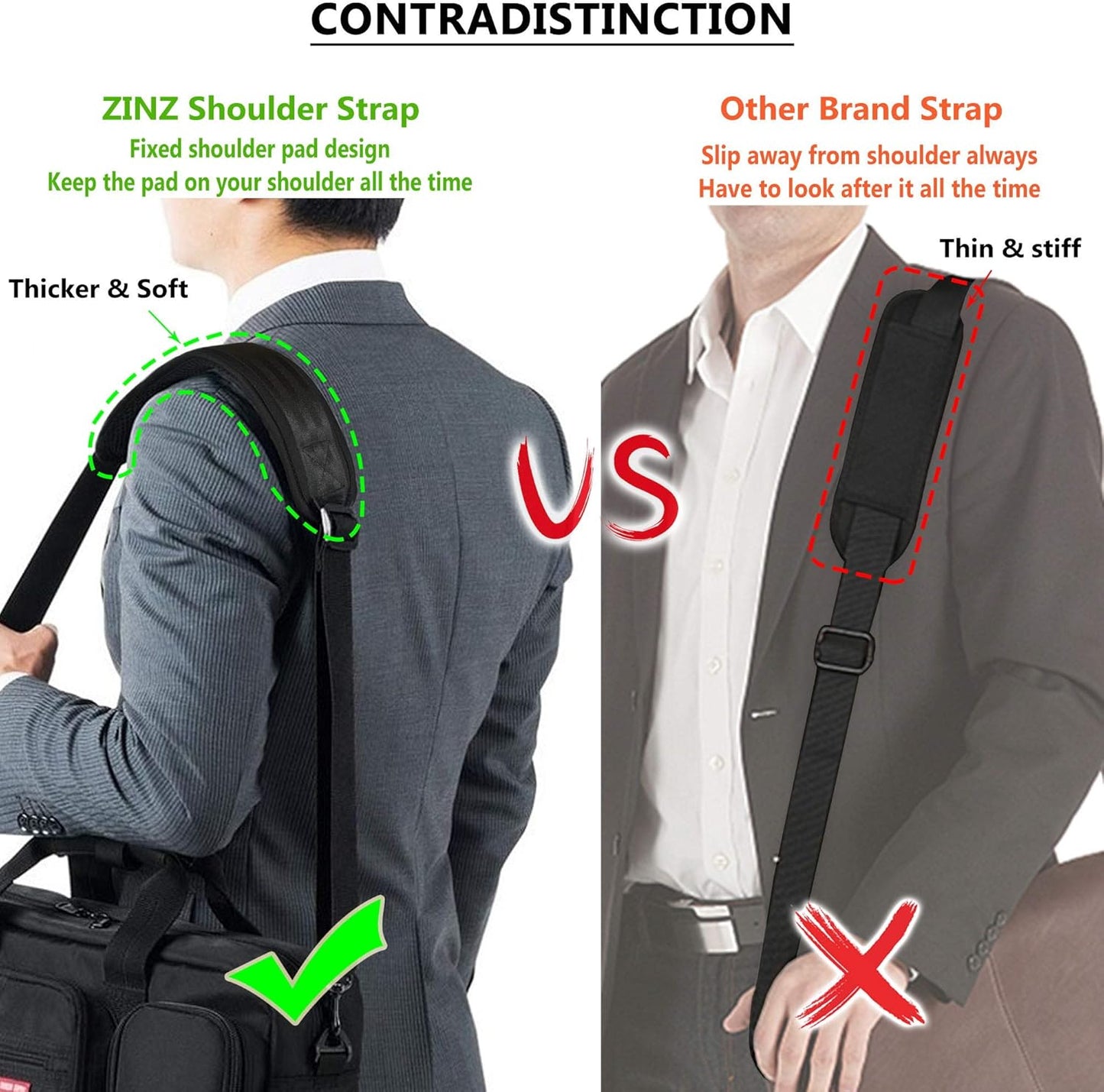 ZINZ Bag Shoulder Strap, Padded Adjustable Shoulder Strap Replacement