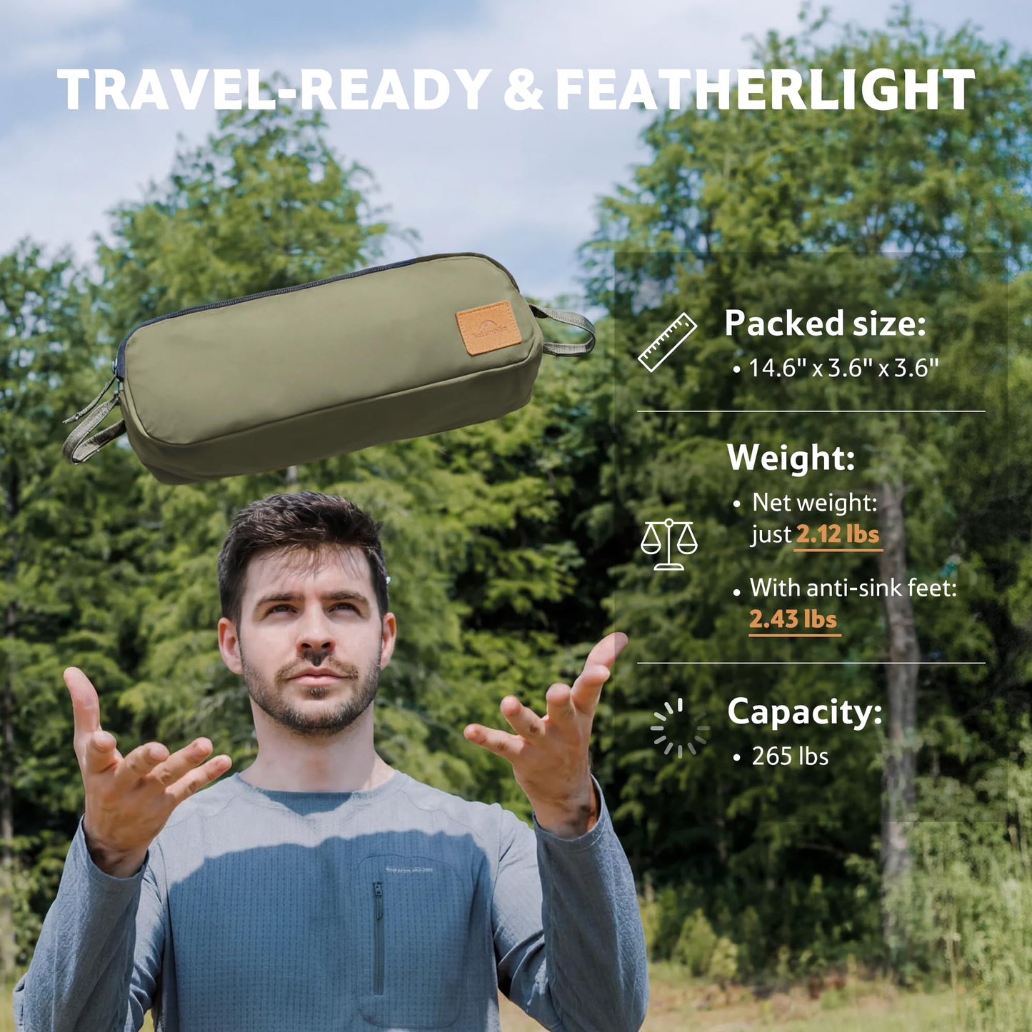 Naturehike YL08 Ultralight Camping Chair — Only 2.12 LBS, Anti-Sinking Feet