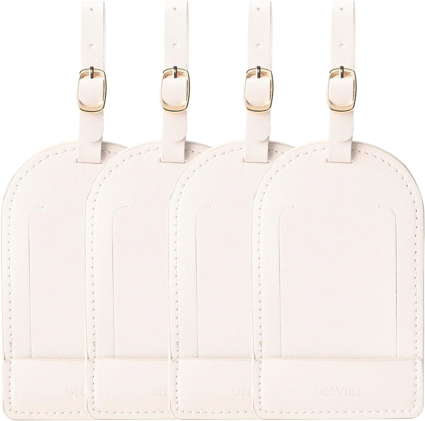 Faux Leather Luggage Tags for Suitcase Tag Set Privacy Protection with Identifie Name Lable ID Card Baggage tag for Men Women Travel Accessories, 2/4 Pack (LT06-White*4)