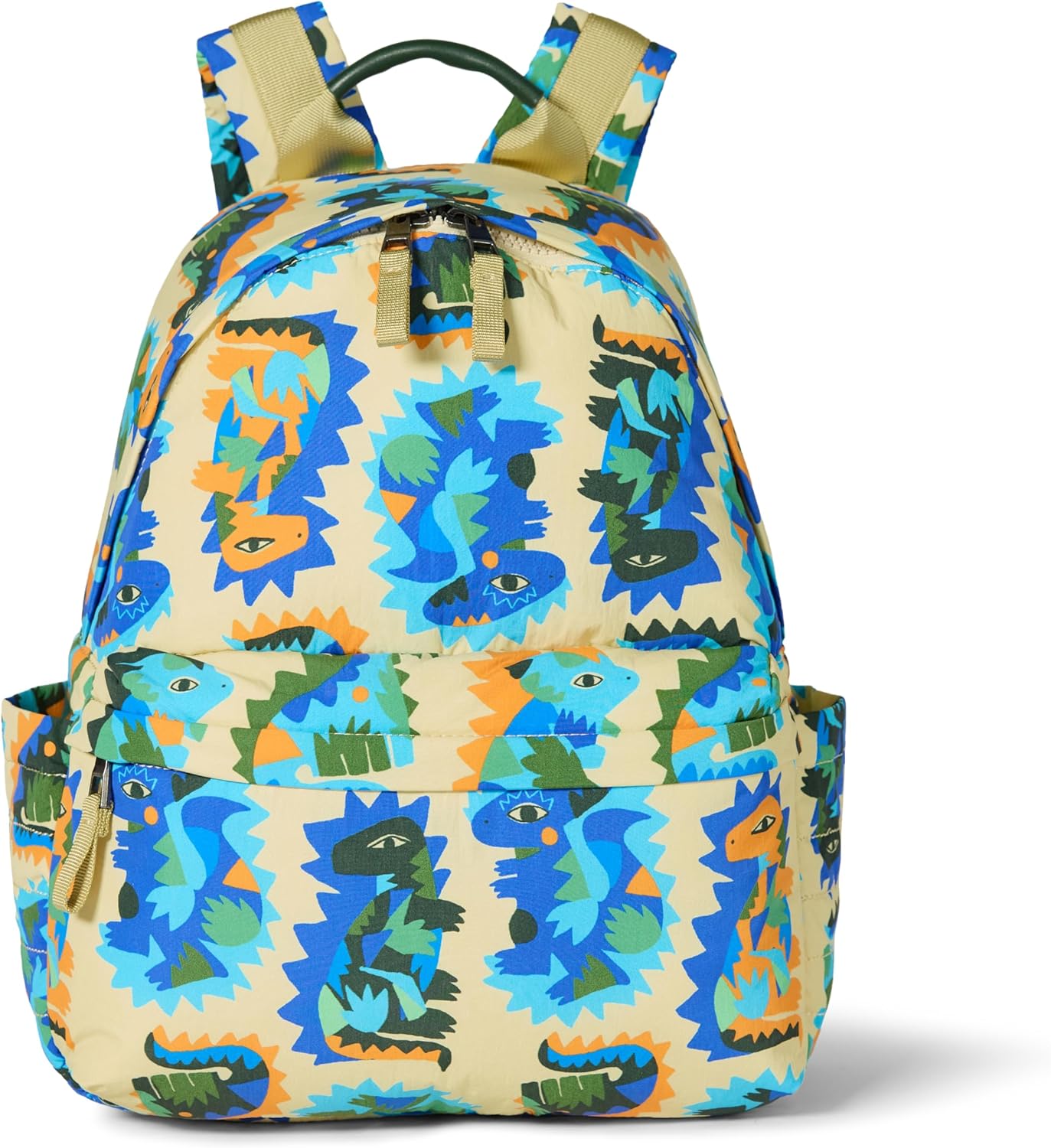 Amazon Essentials Unisex Kids' Nylon School Backpack, Sand Crazy Dinos, One Size