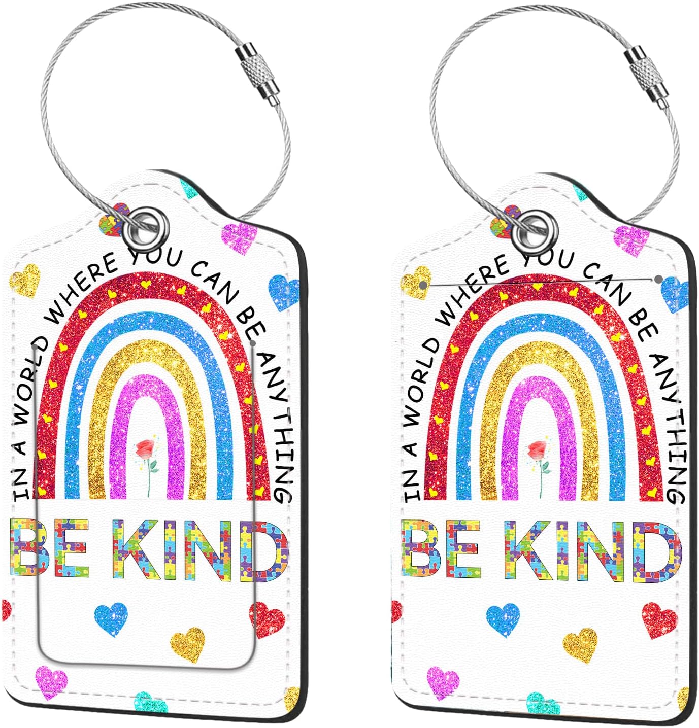 2 Pcs Luggage Tags for Suitcases, PU Leather Cruise Ship Luggage Tags with Privacy Cover Label