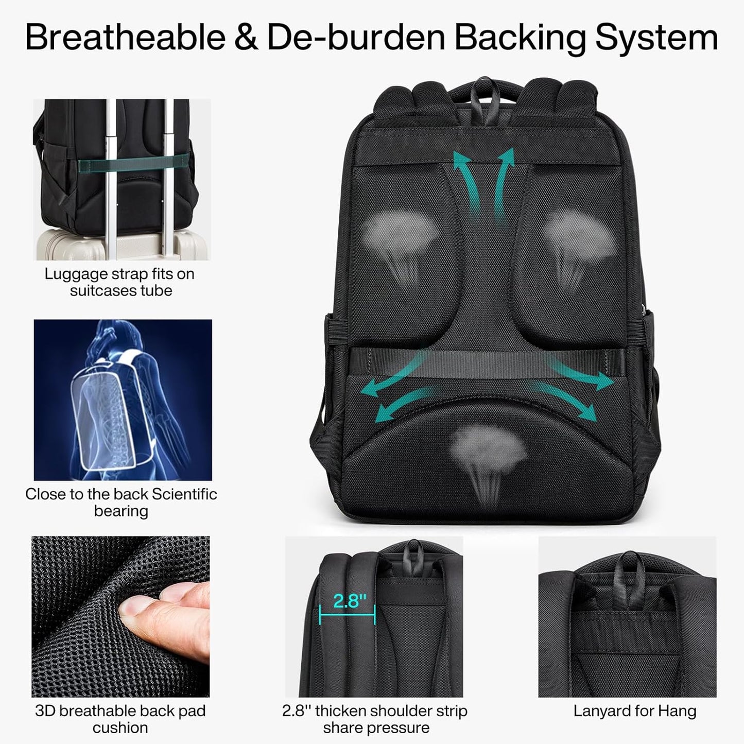 Hanke Expandable Travel Backpack 17 Inch, Full-Open Laptop Backpack Fits 15.6 Inch, Carry On