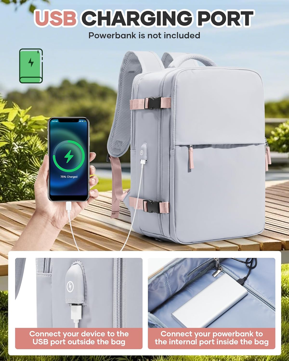 Vacuum Seal Travel Backpack with Air Pump,Compression Waterproof Vacpack Carry On Backpack for Travel Women Men with Vacuum System,Airlines Approved Daypack Laptop Space Saver Bags Grey