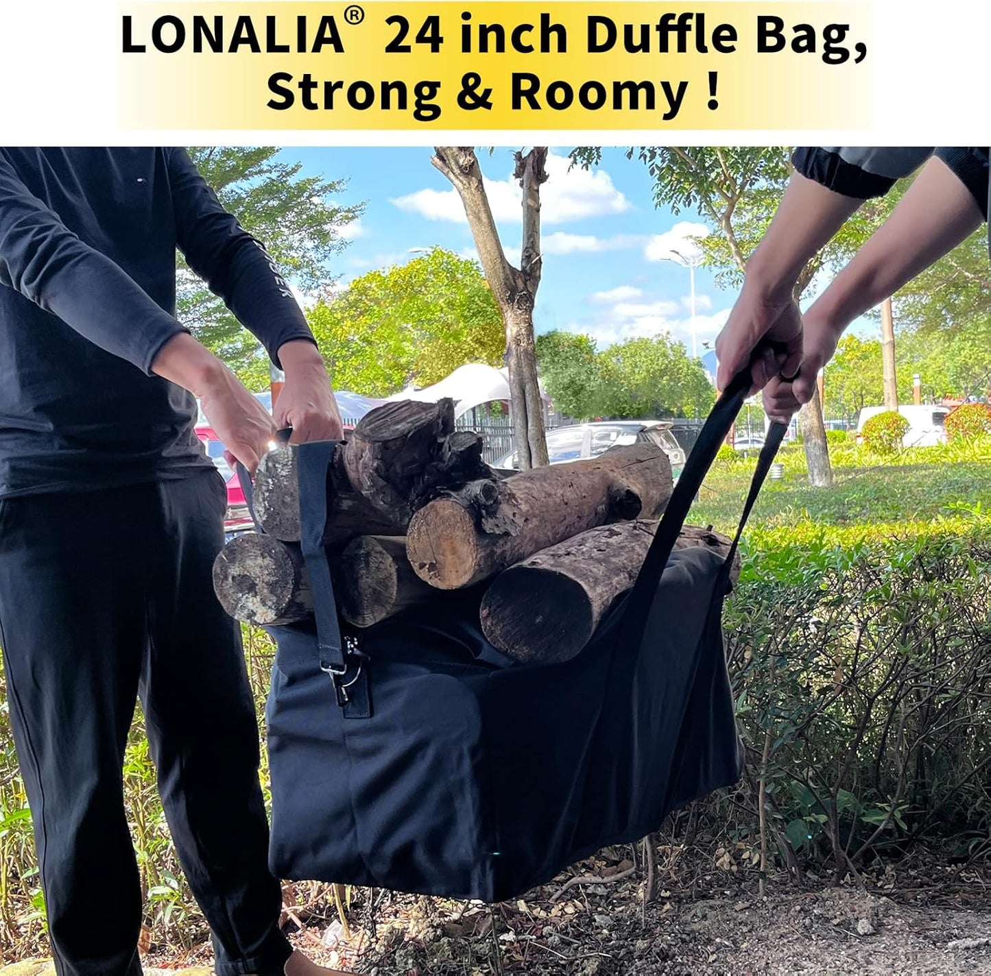 70L Large Duffle Bag for Travel - 24 inch Duffel Bag Heavy Duty Luggage Storage Bag (Black)