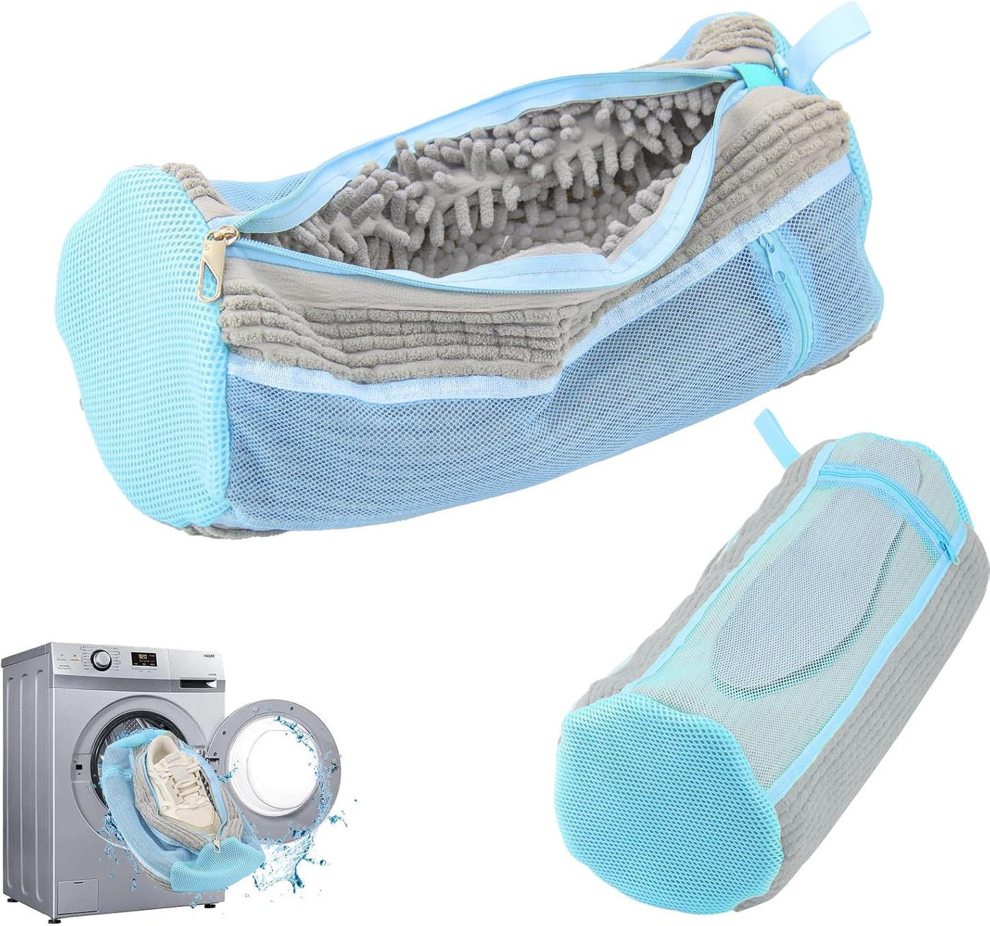 Shoe Washing Bags for Washing Machine – Durable Shoe Washing Machine Bags for All Shoe Types Sizes (Large Grey 2PCS）