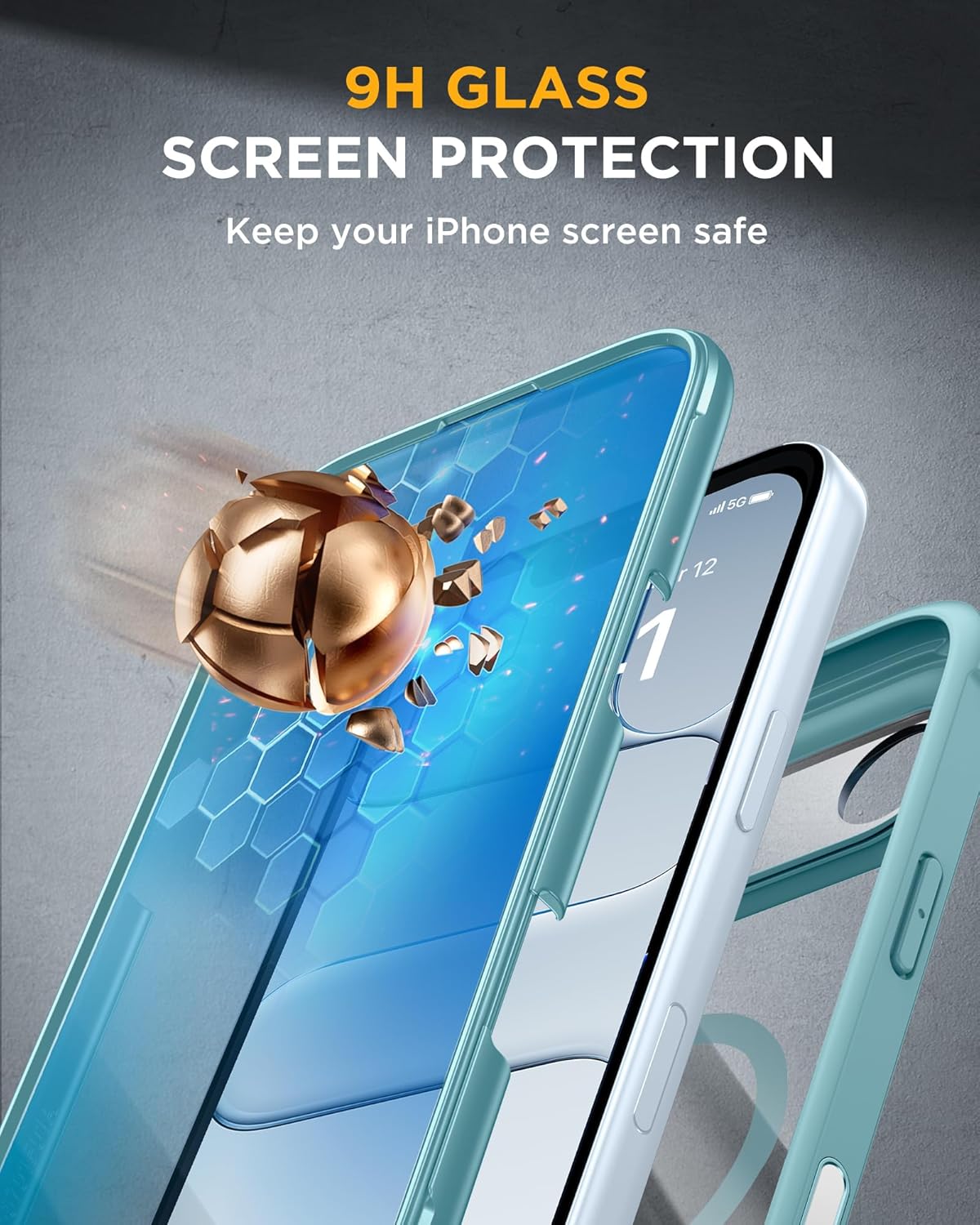 Miracase Magnetic for iPhone Air Case 6.5" [Compatible with MagSafe] Full-Body Phone Case with Built-in Glass Screen Protector & Camera Control,Drop Proof iPhone 17 Air Case Cover, Green