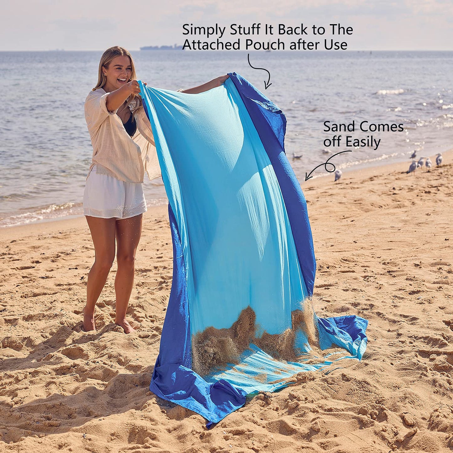 Wekapo Beach Blanket Sandproof, Beach Mat, Big & Compact Sand Free Mat Quick Drying, Lightweight &