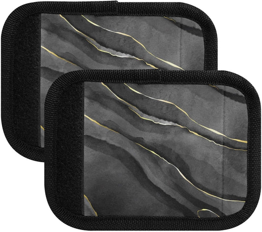 Black Marble 2 Pack Luggage Handle Wraps Covers for Suitcase Identifiers Bag Tags Travel Accessories