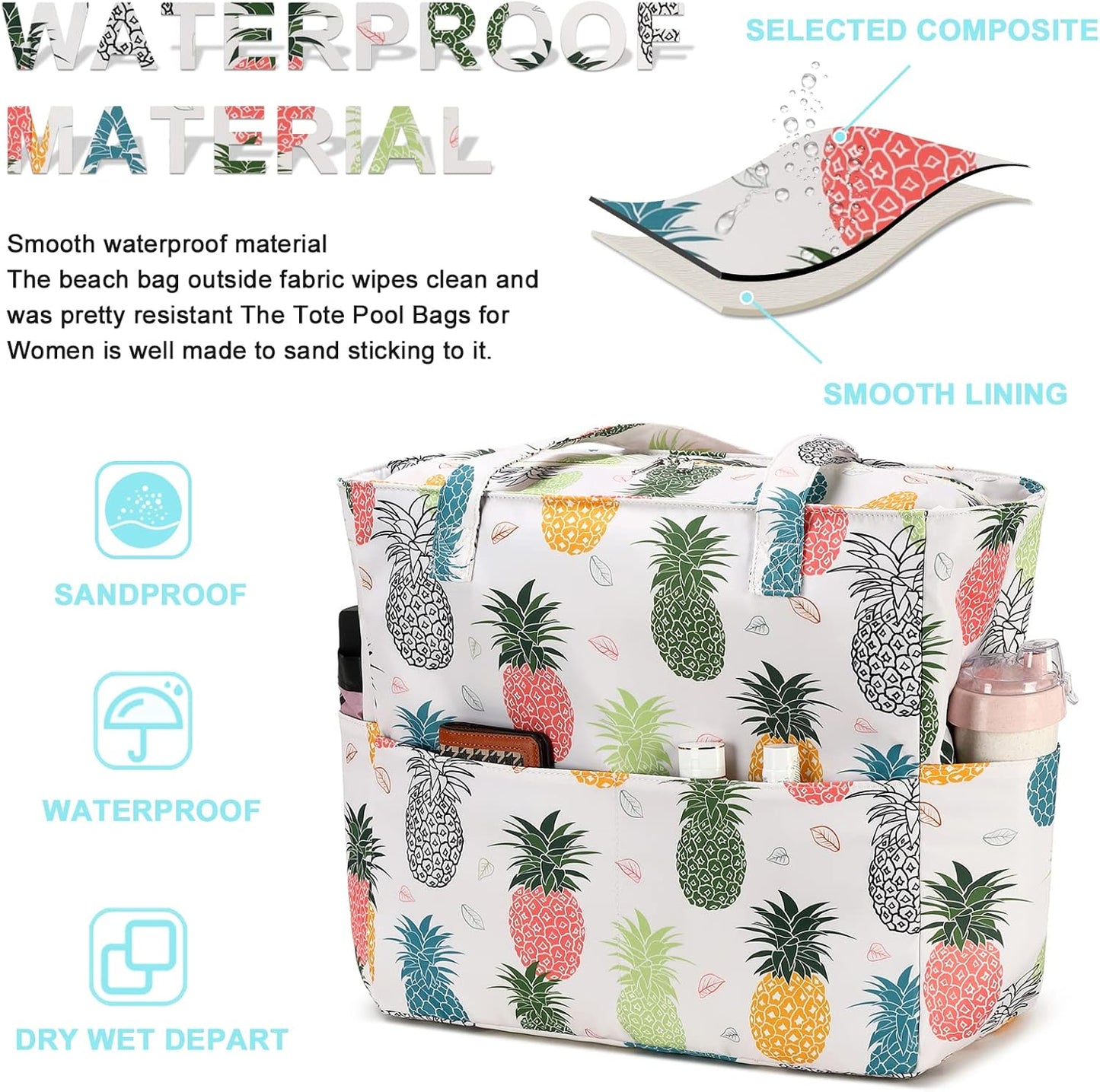 Bluboon Waterproof Beach Tote Pool Bags for Women Ladies Extra Large Carry On Bag With Wet Compartment for Weekender Travel