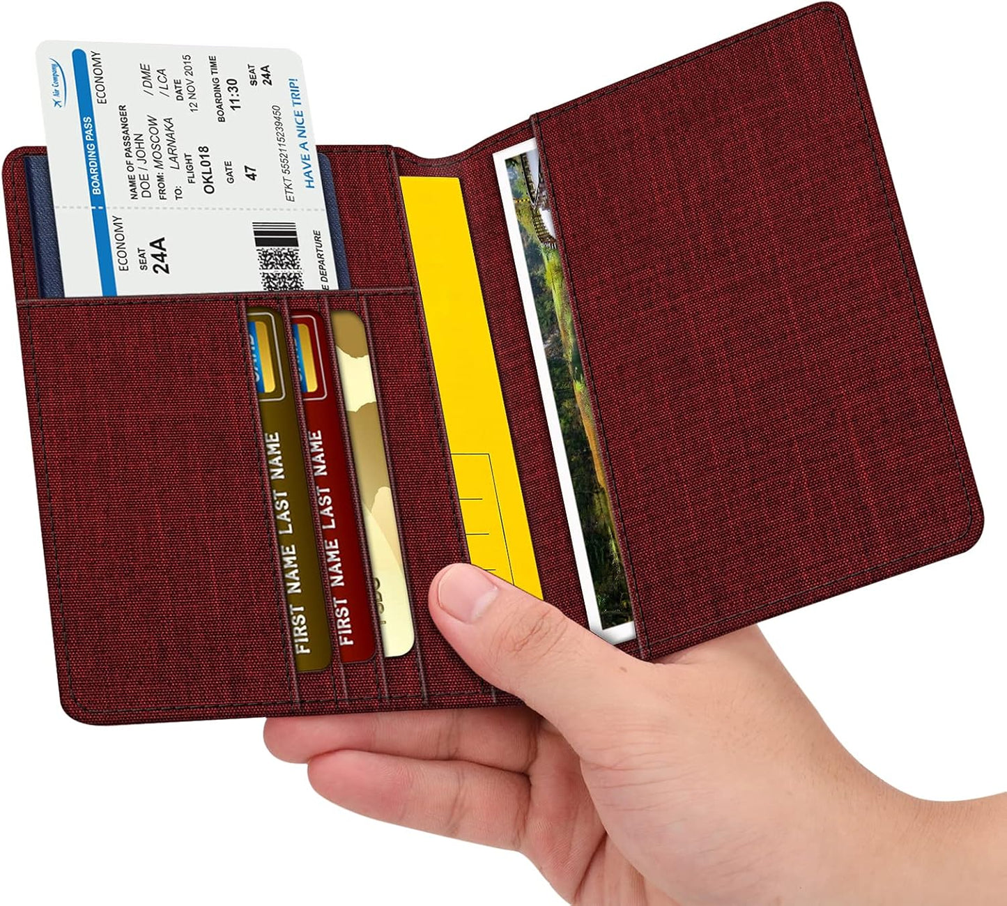 FINTIE Passport Holder, Slim Travel Wallet RFID Blocking Card Case Cover Passport Cover Protector Essentials with Credit Card Slots for Women/Men