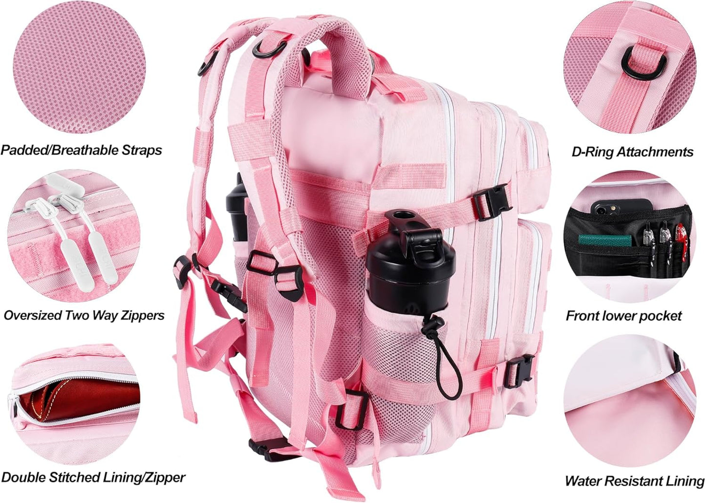LHI Tactical Military Backpack for Men and Women 25L/35L Army Assault Pack Bag Small Rucksack with Bottle Holder