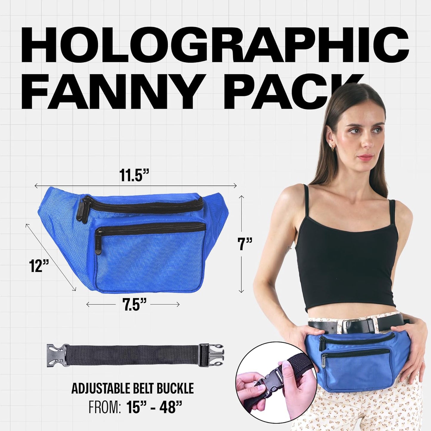 Blue Fanny Pack Belt Bag I Mens Fanny Packs for Women Fashionable - Crossbody Bag Bum bag Waist Bag Waist Pack - Hands Free for Hiking, Running, Travel, Waterproof and more