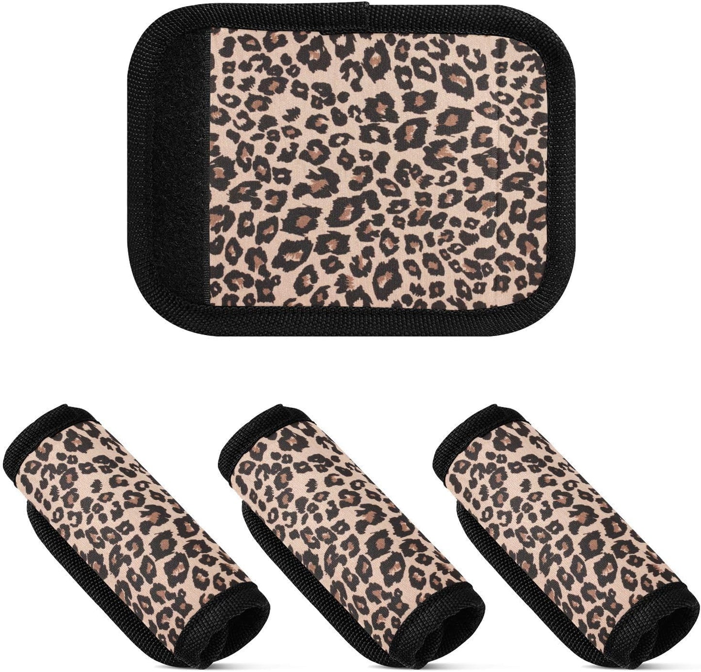 2 PC Luggage Handle Wrap Luggage Handle Covers Tags for Suitcase Bags Travel Luggage Handle Identifier Gripper Leopard Print