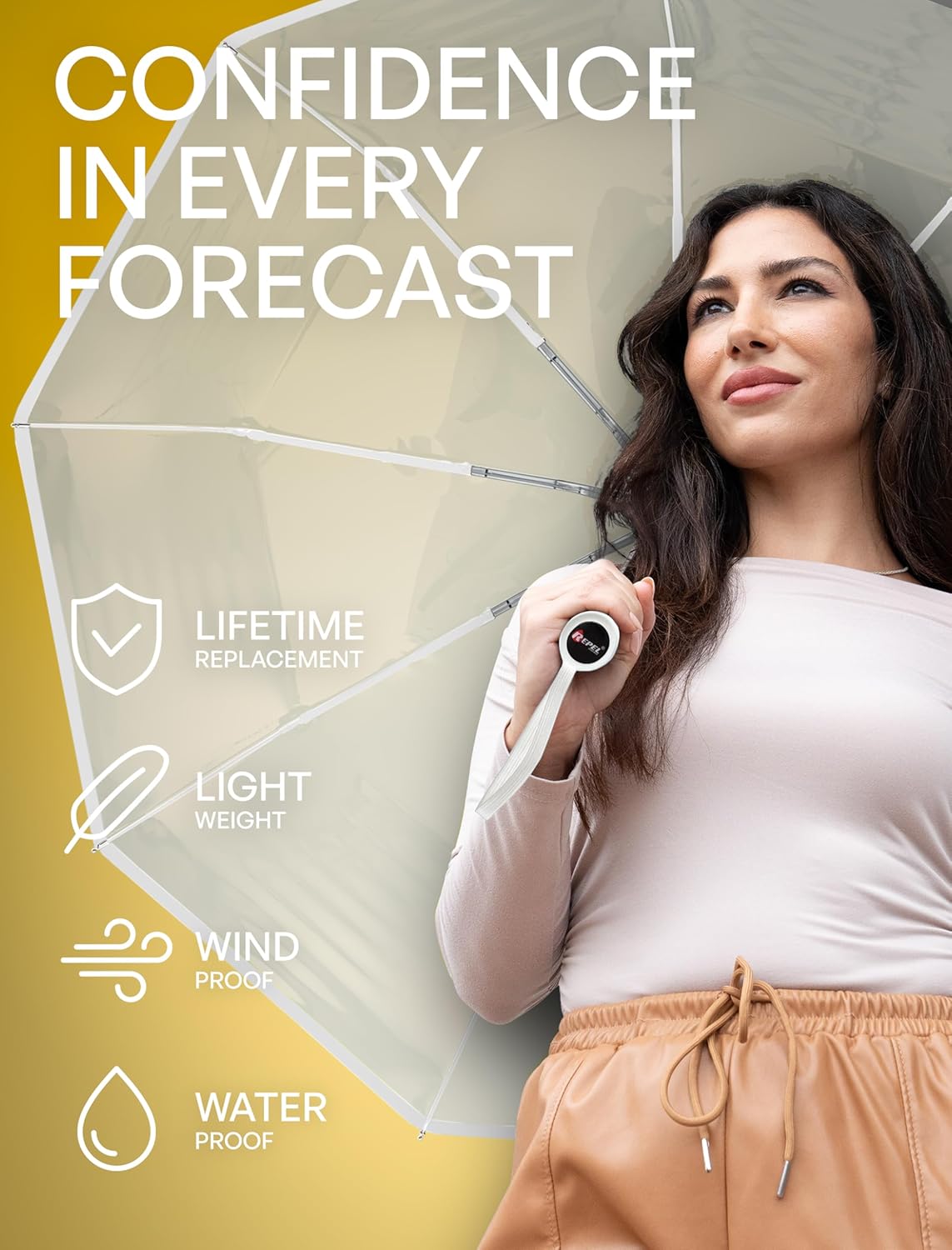REPEL Windproof Travel Umbrella - Compact & Withstands Winds up to 85MPH , Strongest Premium Auto Folding Umbrella for Rain and Sun - Durable, Light & Portable for Women & Men , Fits Backpack & Cars