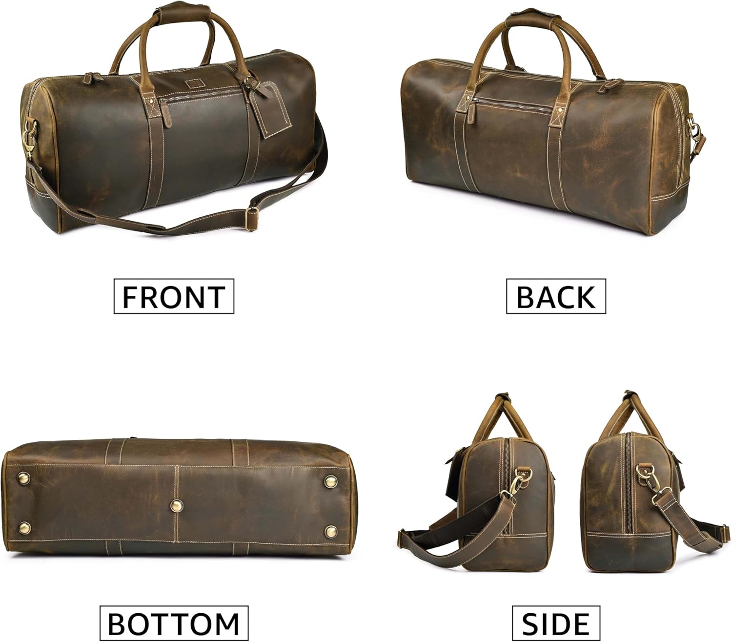 Leather Village Premium Leather Duffel Bags for Men & Women-Stylish Travel Weekender Carry-On
