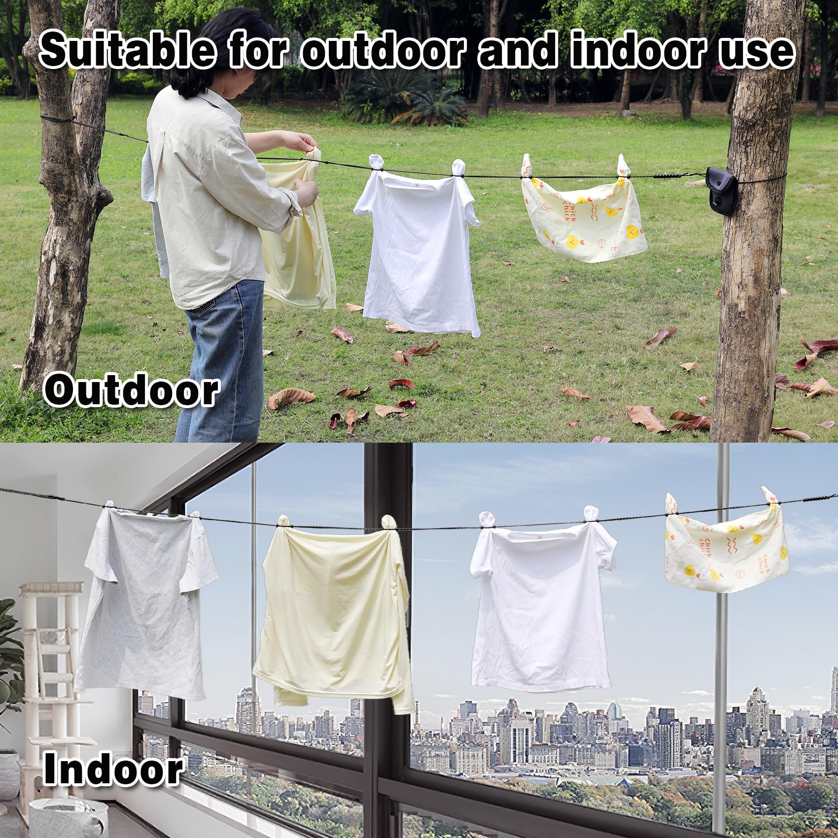 EXVITAL Portable Travel Clothesline Lightweight Camping Clothes Line
