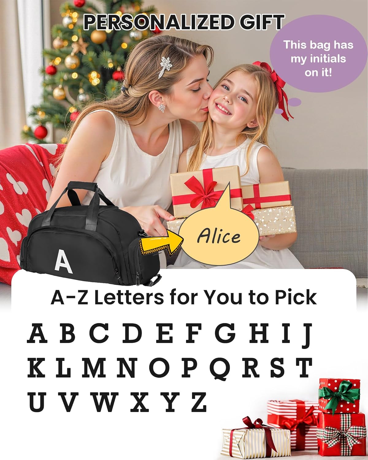 Gifts for Teenage Girls Boys, Initial Gym Bags with Shoe Compartment, Dance Bag for Girls, Monogram Kid Overnight Bags, Travel Duffle Tote-Perfect for Sport Gymnastics Cheer (Letter Y)