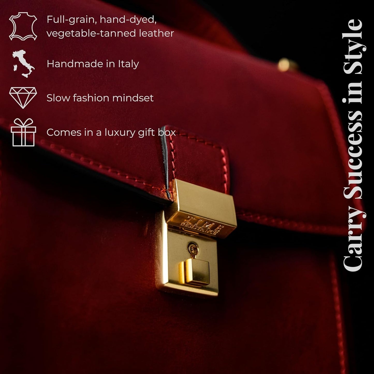 Time Resistance Small Leather Briefcase for Men - Crossbody Bag - Italian Leather Messenger Bag - Gift Box Included