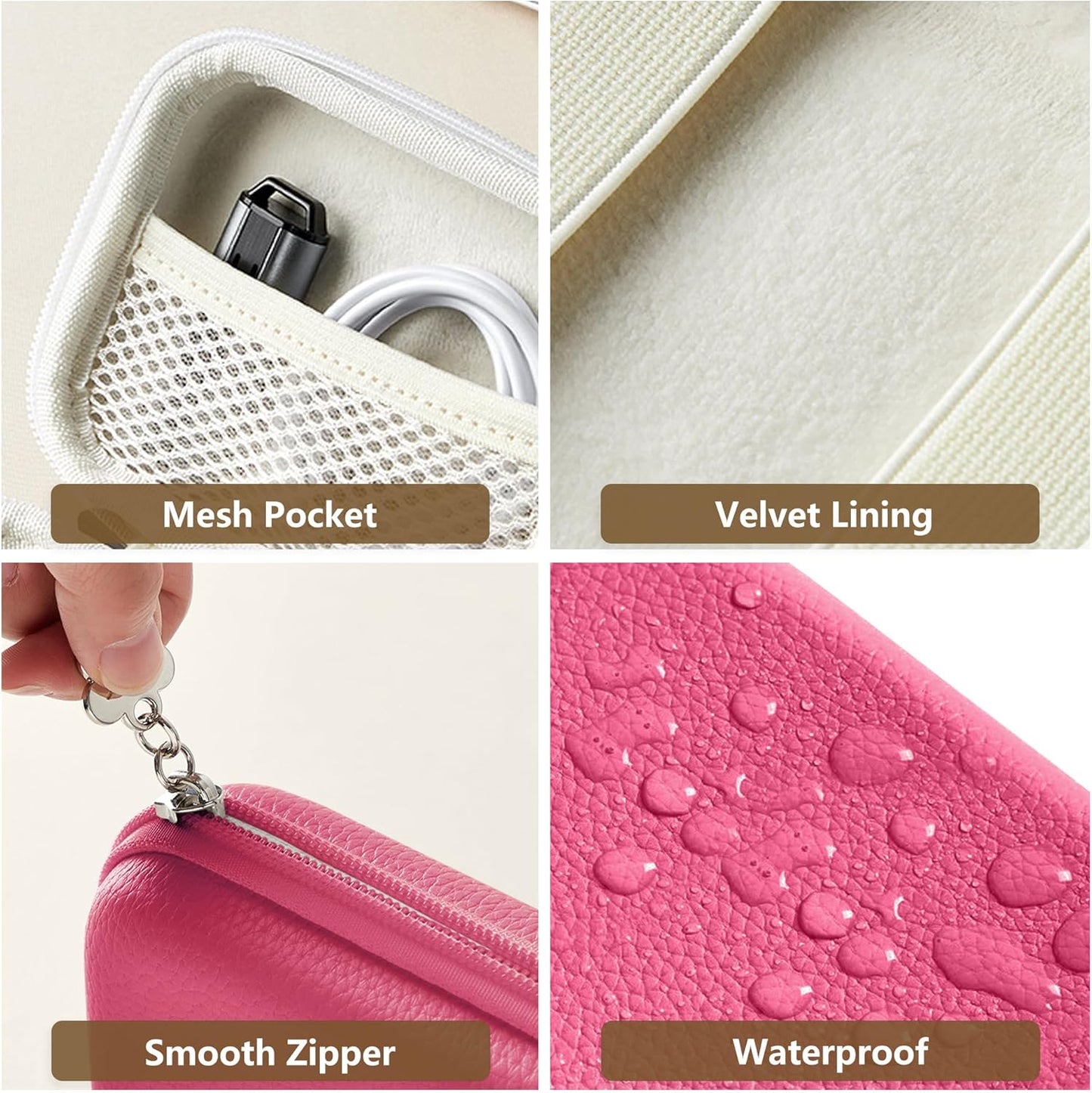 Digital Camera Case for CAMKORY, KODAK PIXPRO FZ45/FZ55, Canon IXUS 285 HS, Lecran, Small Travel Compact Camera Holder with Mesh Pocket for Accessories SD Card (Rose Pink)
