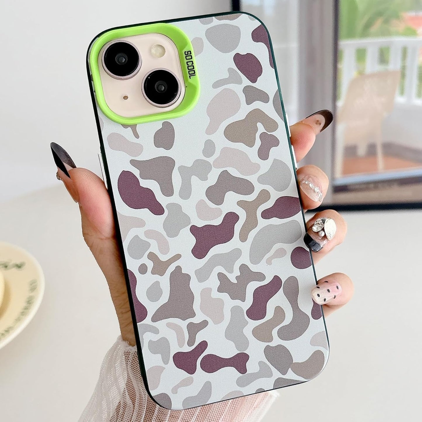 for iPhone 15 Case, Vintage Camo Pattern Design for Men Boys Teens, Cool Camouflage Shockproof Protective Cover for Girls Women - Green
