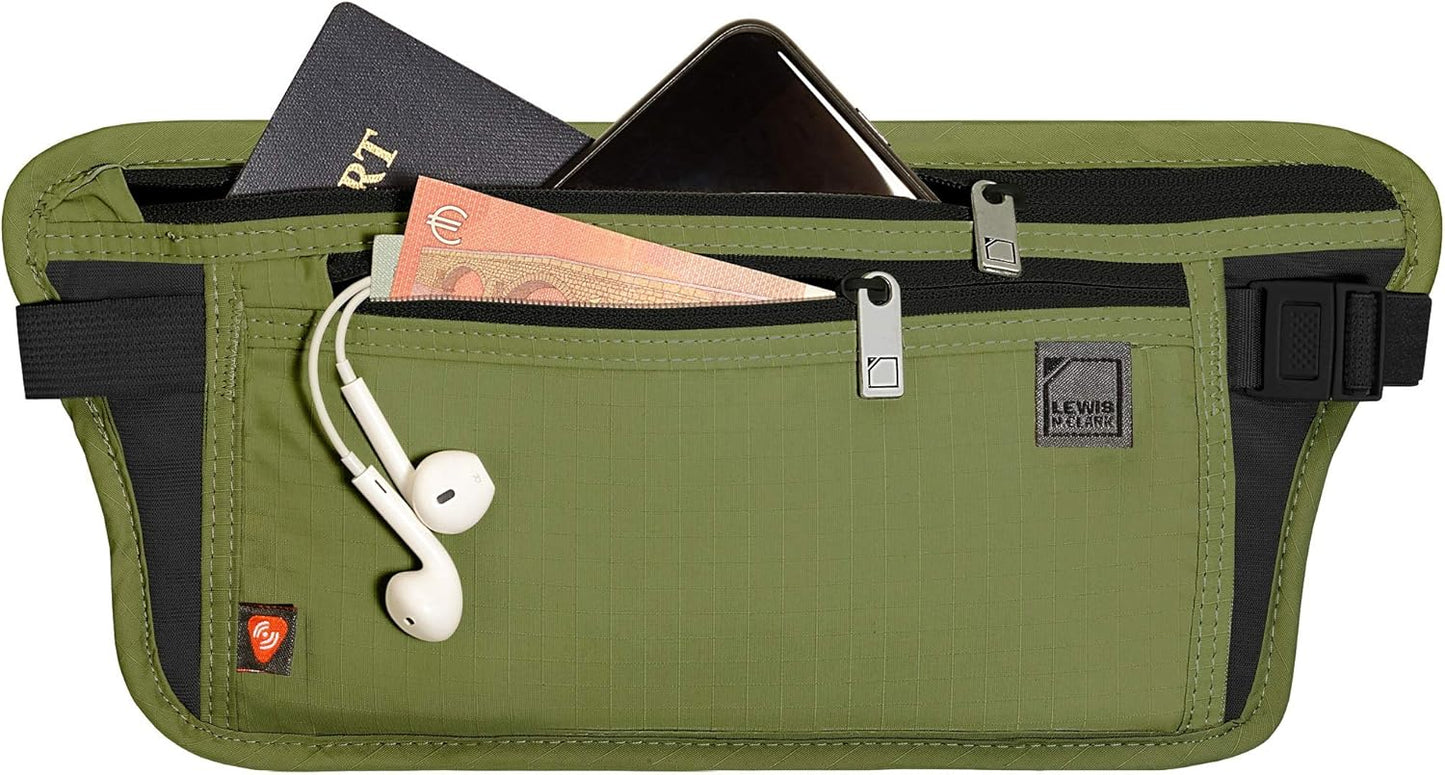 Lewis N. Clark RFID Blocking Money Belt Travel Pouch Waist Stash + Credit Card, Id, Passport Holder for Women & Men