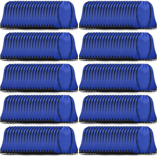 200Pcs Drawstring Backpack Bulk Cinch Sackpack Drawstring Bags Nylon for Gym Party Trip(Navy Blue)
