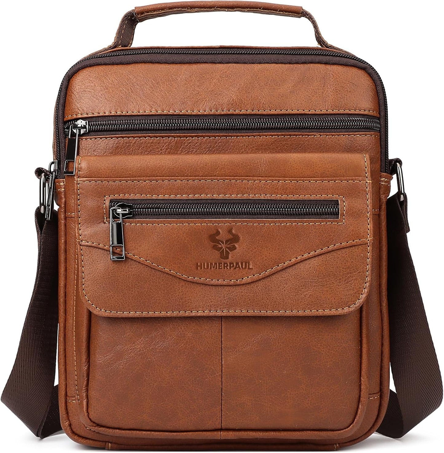 Small Messenger Bag for Men Sling Crossbody Shoulder Bag Genuine Leather Handbag Man Purse for Work Business