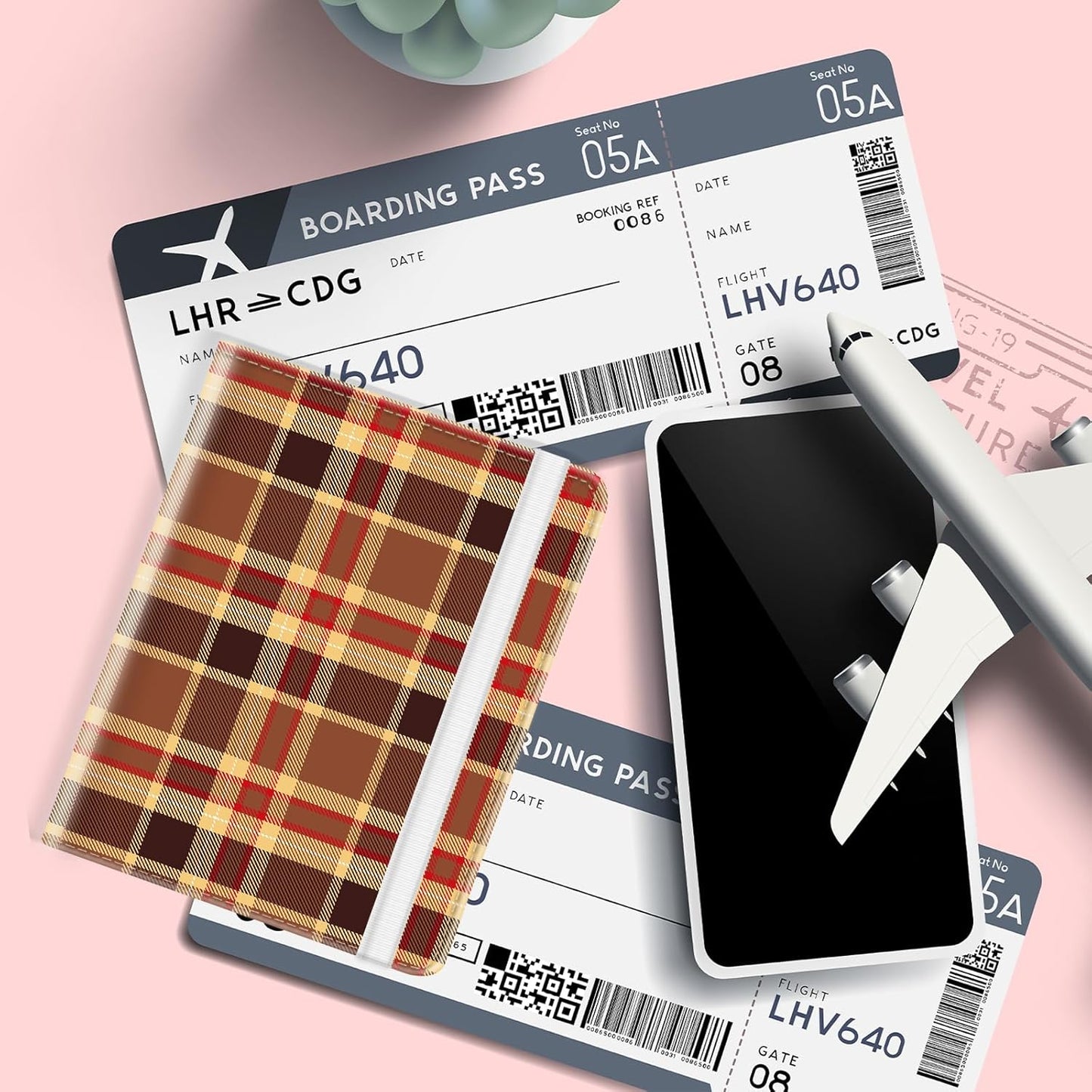 Passport Holder for Travel, Cute Passport Cover for Women Men, Waterproof PU Leather Rfid Blocking Passport Wallet with Credit Card Case for Travel Family, Boys Girls Travel Essentials