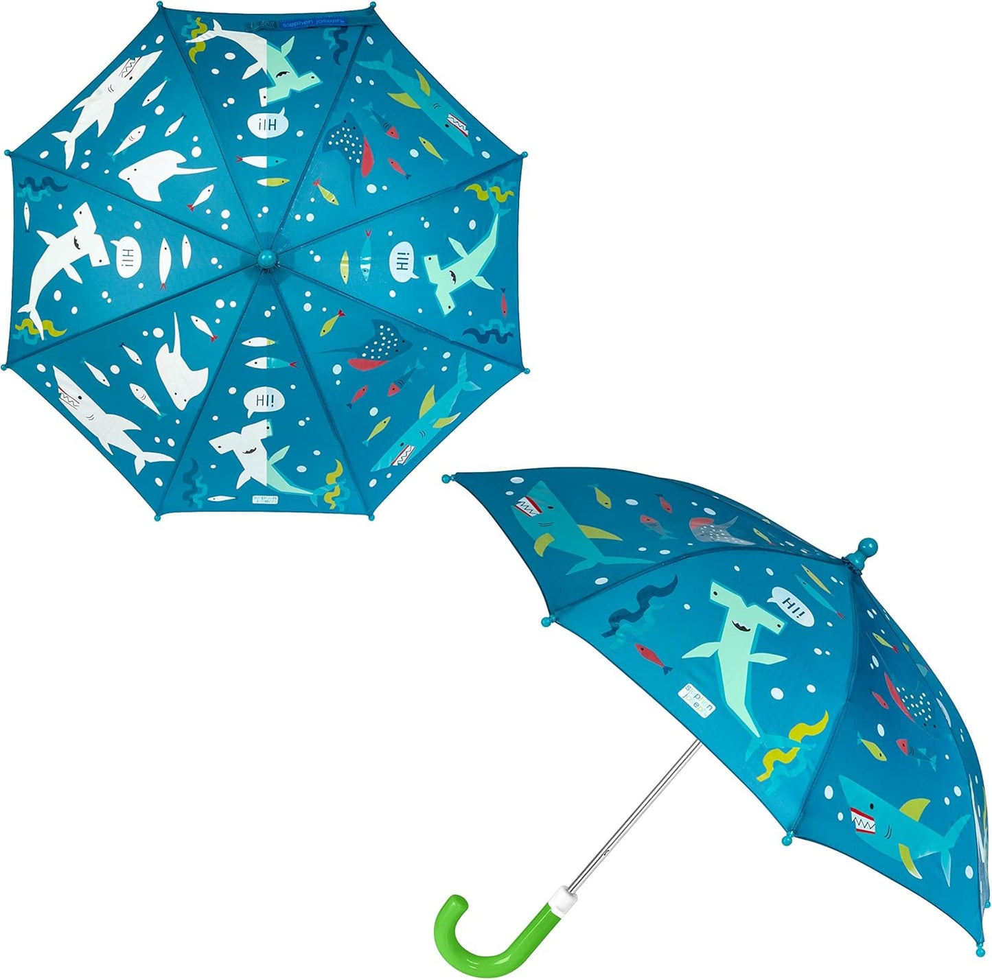 Stephen Joseph Kids' Color Changing Wet Dry Umbrella, Water reacting, Pinch Free Umbrellas for Rain Children's Umbrella, BUTTERFLY, 23"X29