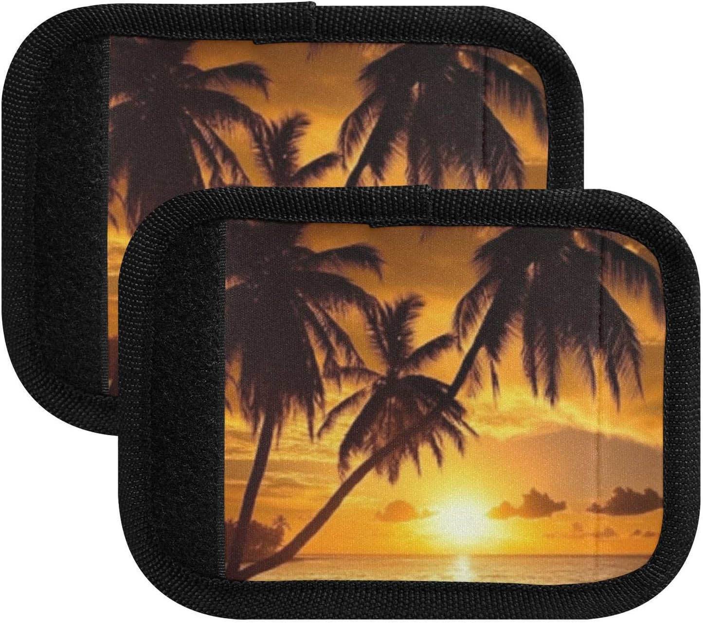 Coconut Palm Sunset Beach 4 Pack Luggage Handle Wraps Covers for Suitcase Identifiers Bag Tags Travel Accessories