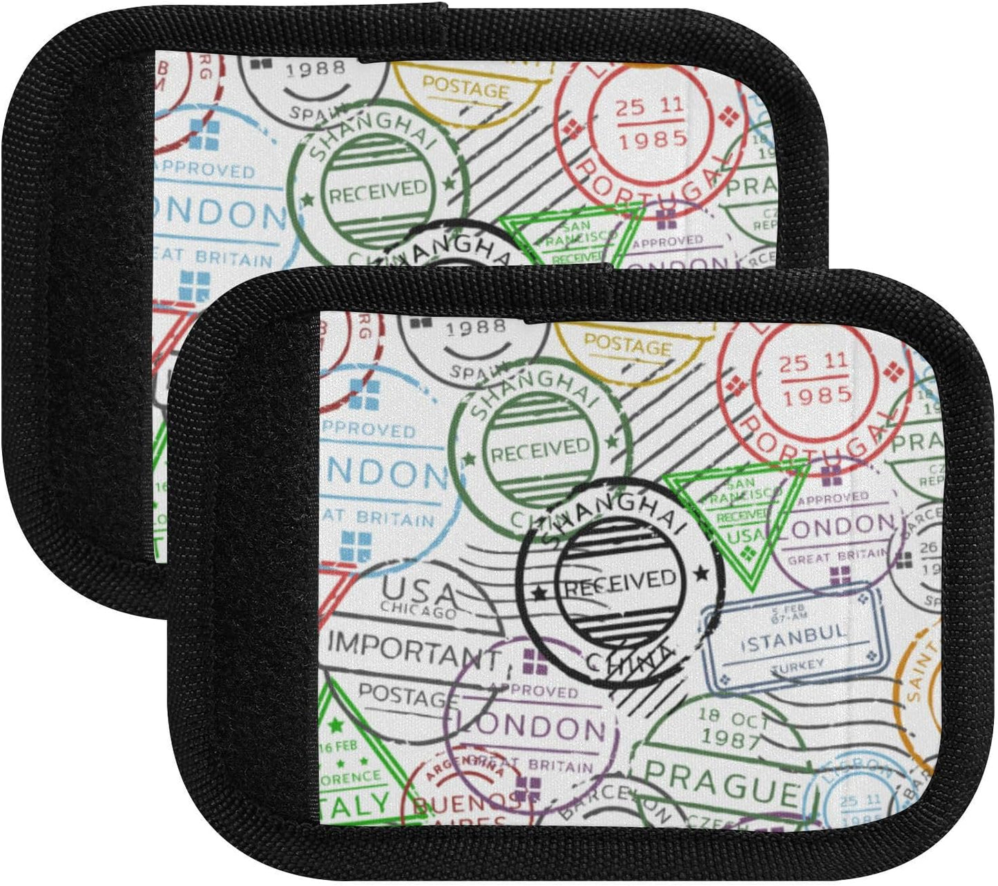2Pcs Luggage Handle Wrap Suitcase Identifier Handle Covers Tags Soft Travel Bags Luggage Handle Gripper Accessories for Airplane Flying Retro Postal