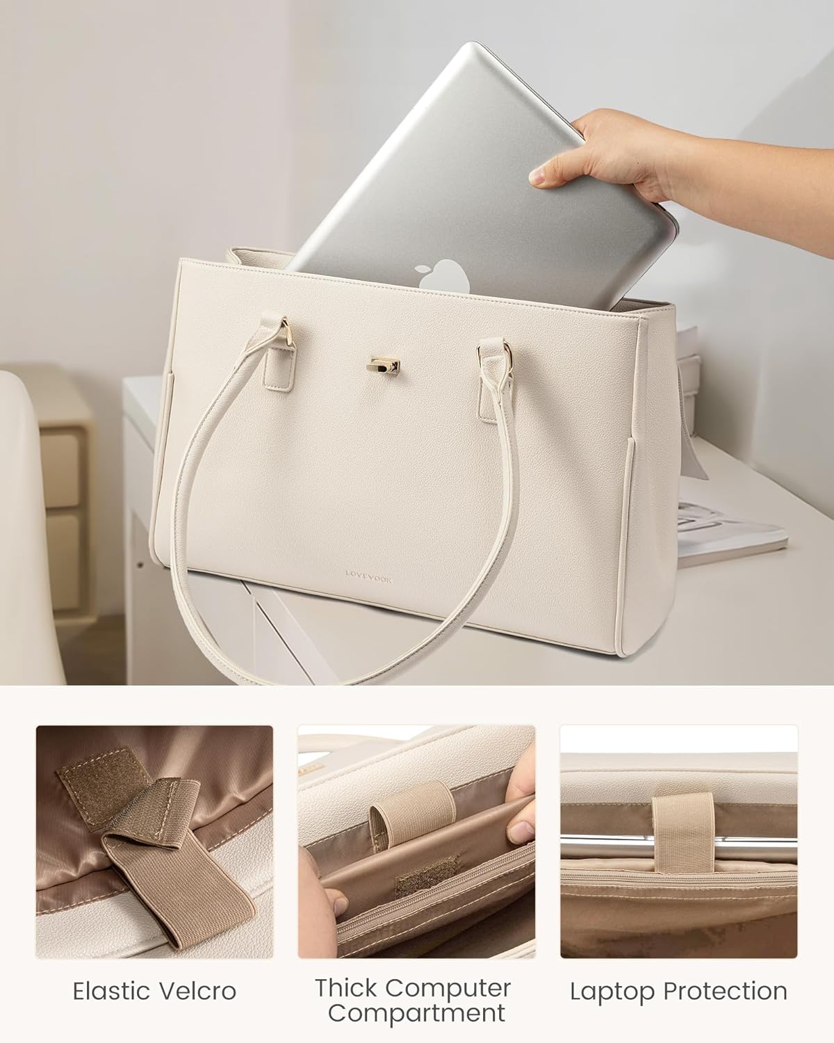LOVEVOOK Laptop Bag for Women Work Tote Messenger Bag Waterproof Business Office Professional Handbag Shoulder Bag
