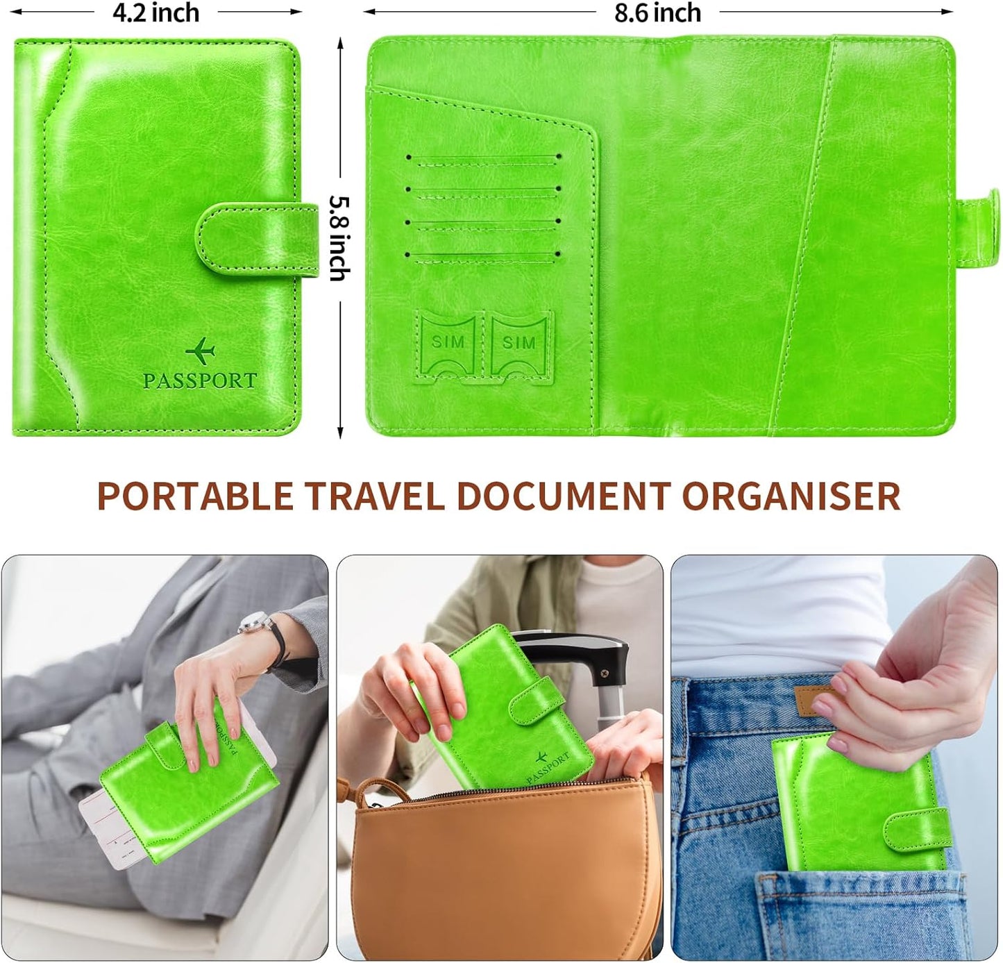 Herain Passport Holder for Travel Cruise Essentials, Passport Cover Wallet Case Women Men Family, RFID Passports Book Holders Travels Gifts Must Haves Accessories