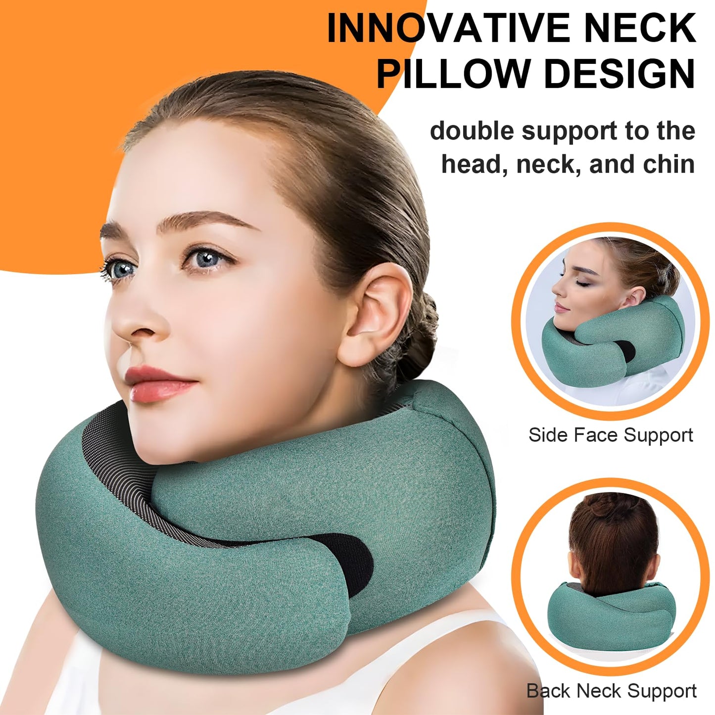 Vzpeun Travel Pillow - Hooded Neck Pillow Airplane Memory Foam Filling