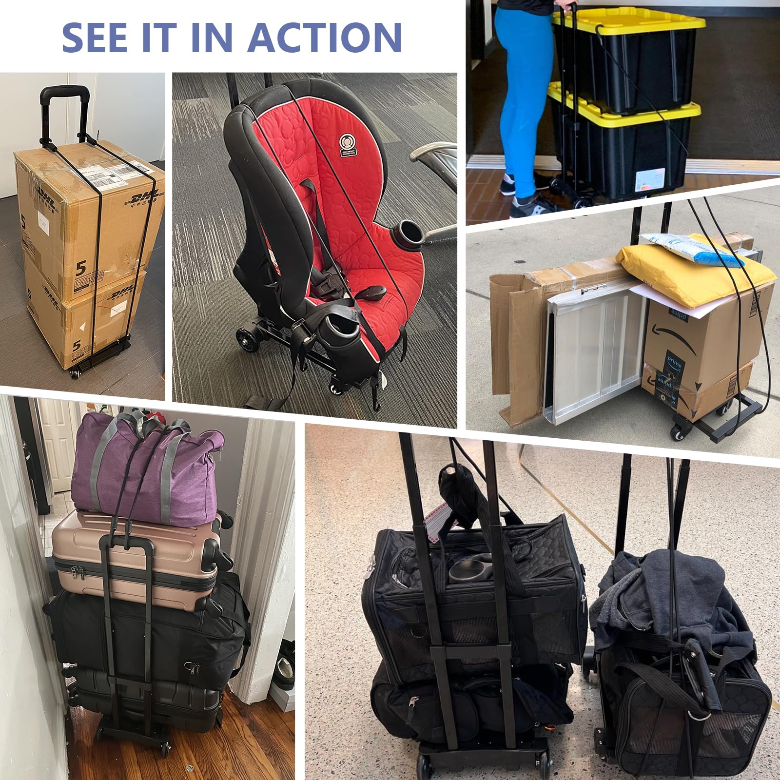 KEDSUM Folding Luggage Cart for Travel & Airport, 290lbs Foldable Hand Truck with Expandable
