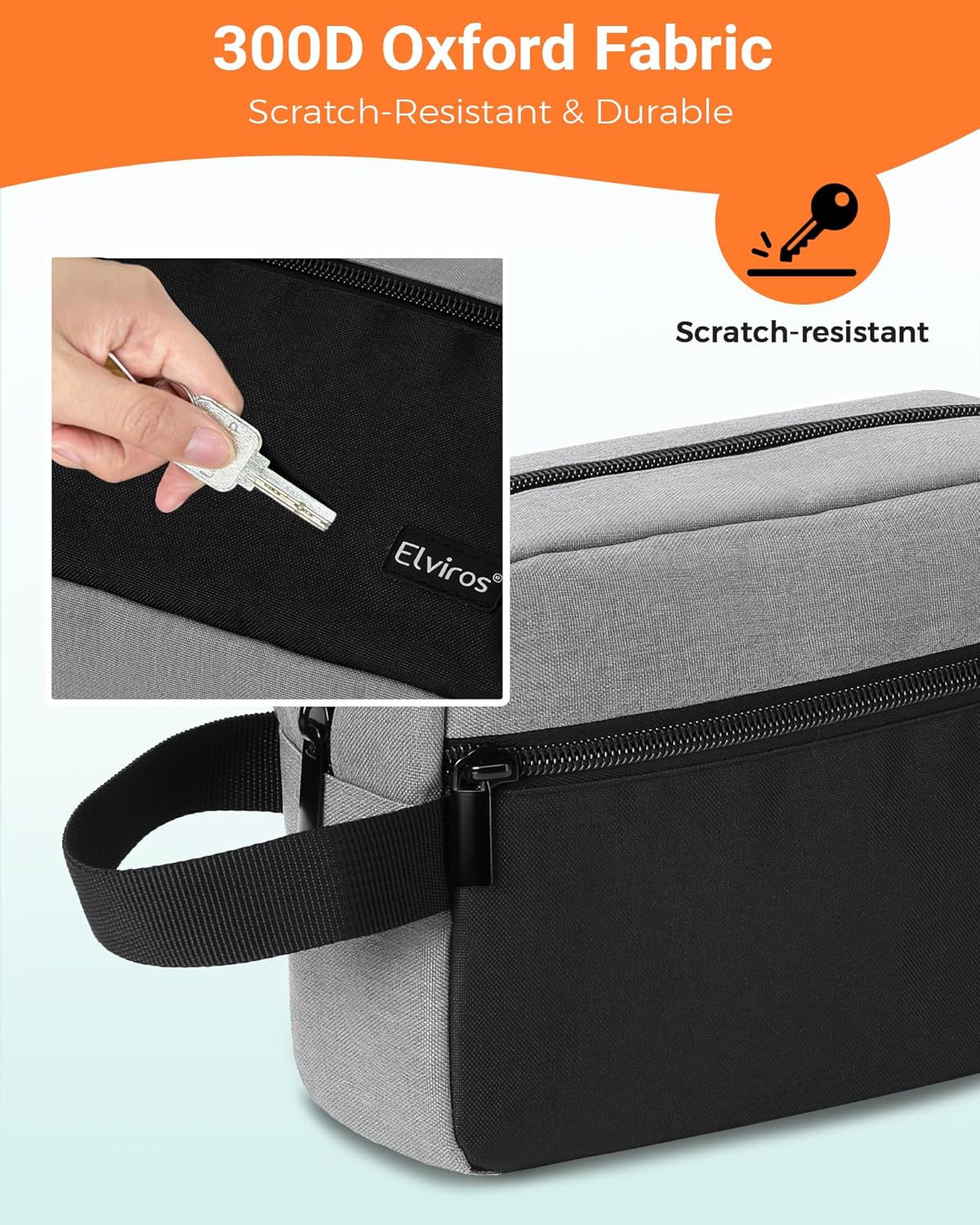 Elviros Travel Toiletry Bag for Men Hanging Toiletries Dopp Kit Small Bathroom Hygiene Tool and Medicine bag for Traveling Essential Shaving Pouch (Grey&Black)