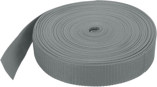 MECCANIXITY Lightweight Polypropylene Webbing Strap 1 1/2" 25 Yard Backpack Strapping Band Grey for Outdoor Luggage Cargo Straps