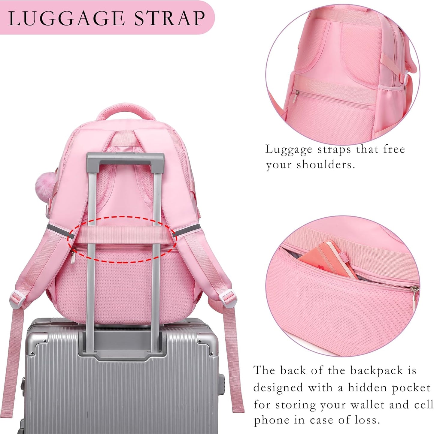 Makukke School Backpack for Girls Book Bag Set, School Bag for Teens Girls Kid Children Elementary