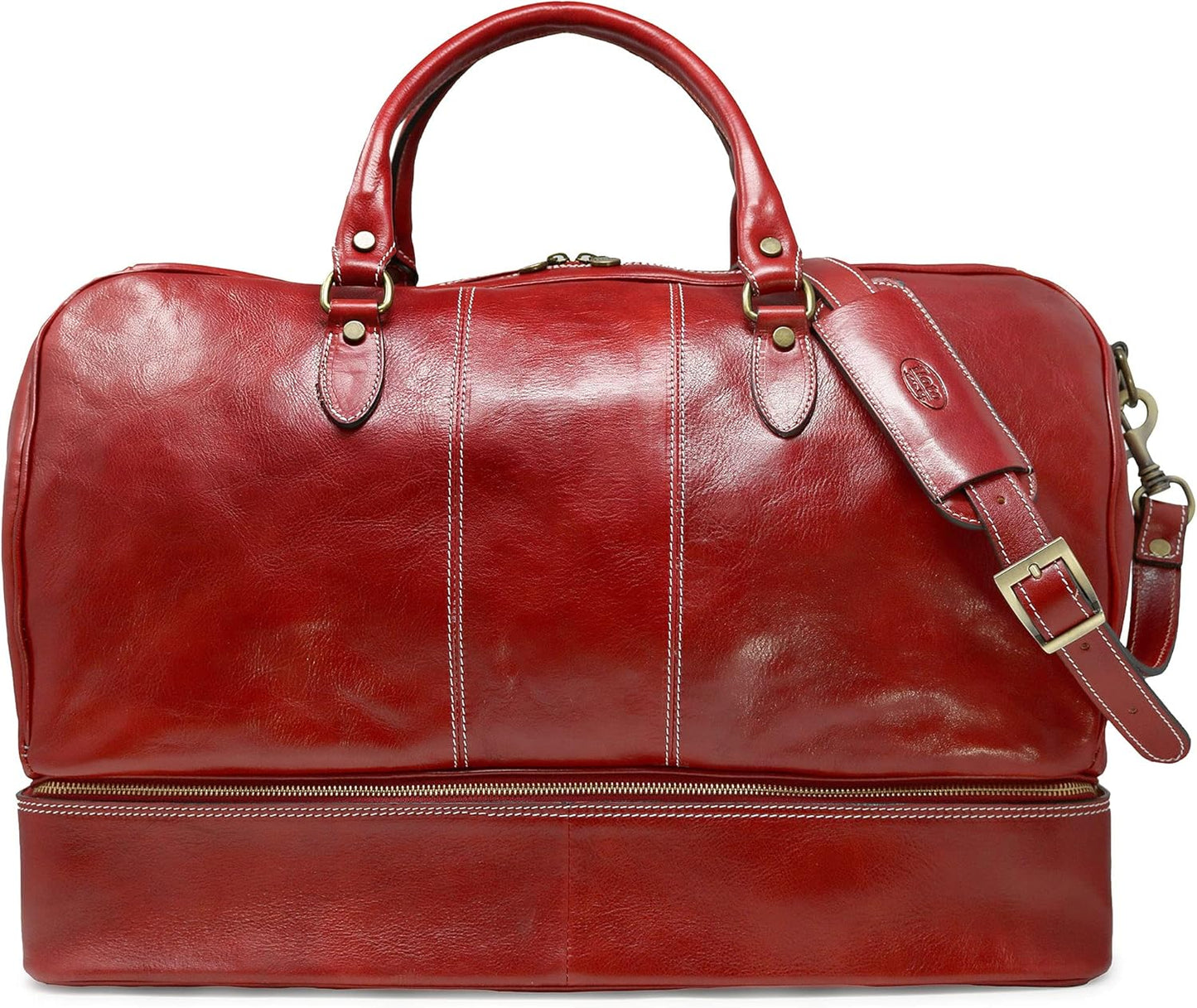 Venezia Traveler Leather Drop Bottom Duffle Bag