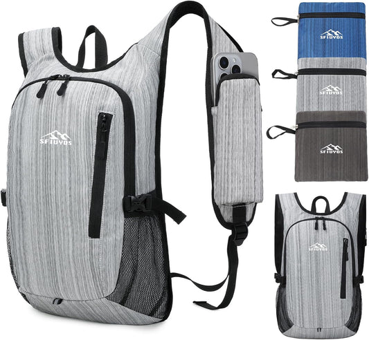 Small Hiking Daypack,15L Waterproof Hiking Backpack Packable Lightweight Travel Day Pack for Women Men (Oxford Grey)