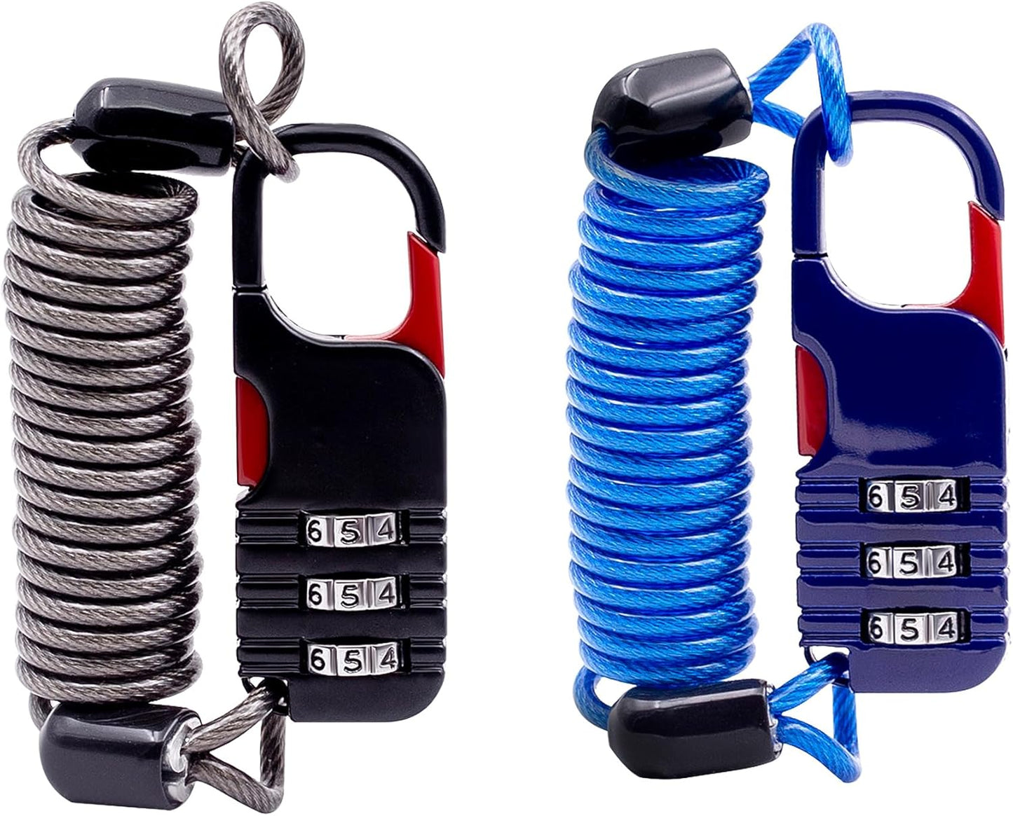 Thin Cable Locks with Combination, Small Bike Lock with Retractable Cable & Combo Padlock, for Travel Luggage, Suitcases, Backpack, Bags, Bicycle, Scooter, Motorcycle Helmet Anti Theft