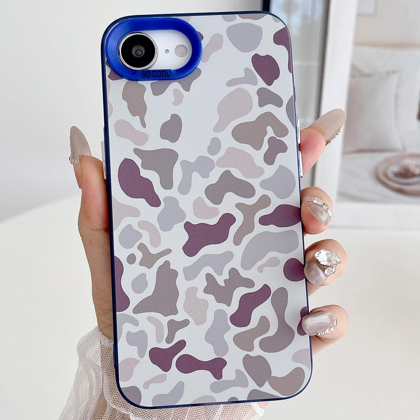 for iPhone 16e Case, Vintage Camo Pattern Design for Men Boys Teens, Cool Camouflage Shockproof Protective Cover for Girls Women - Blue